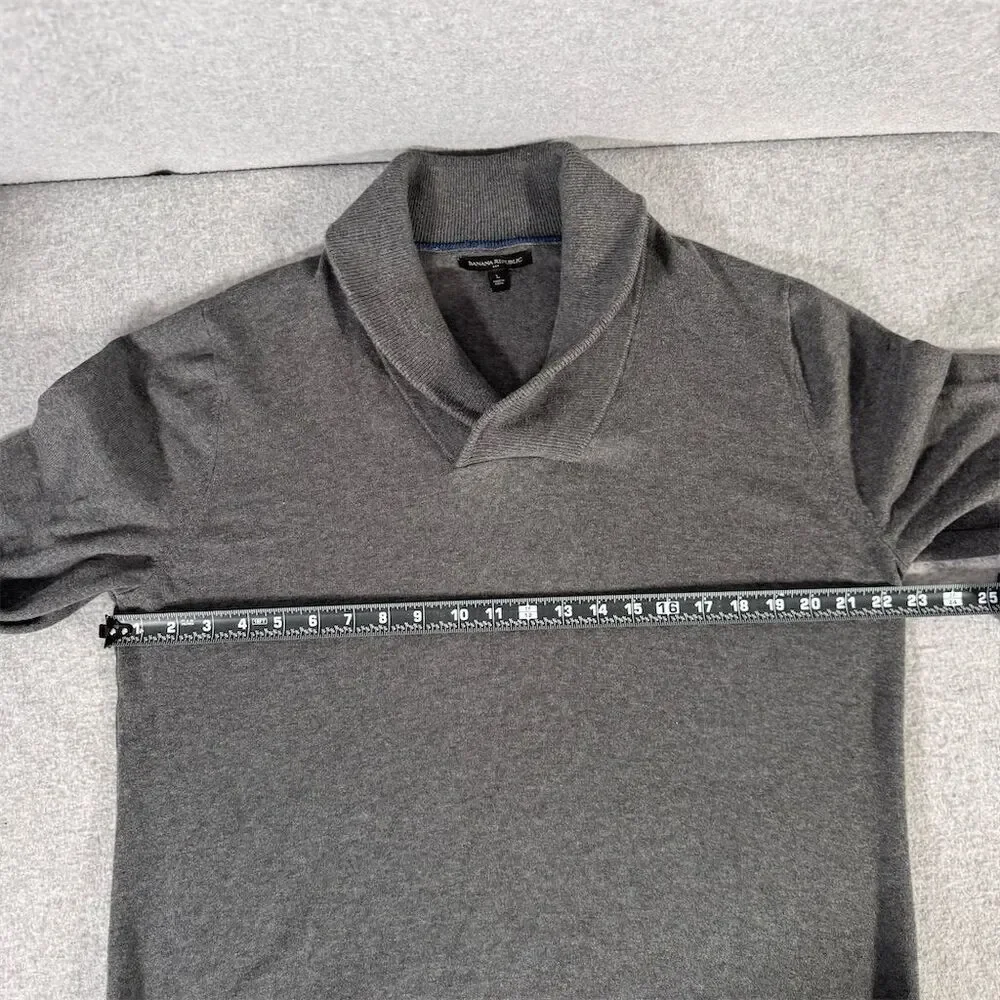 Banana Republic Men's Gray Shawl Collar Cotton Sweater Size L